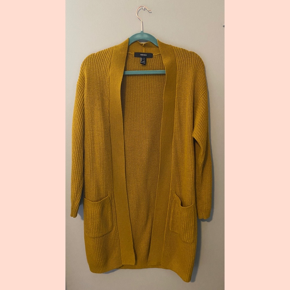 Forever 21 Open Knit Mustard Cardigan 🧸💛